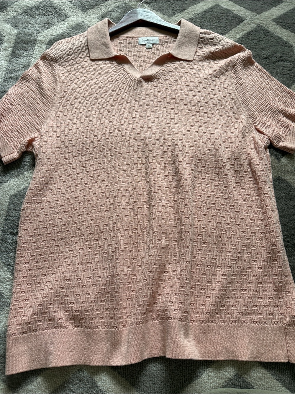 Salmon Pink Knit Polo Sweater Sz XL / NEW